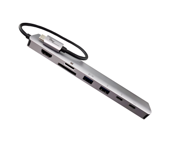 Priključna postaja USB-C 9 v 1, HDMI 4K/60Hz, 3,5 mm K 2x USB-A, USB-C load PD, USB-C data, SD/TF, RJ45